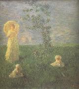 Gaetano previati In the Meadow (nn02) oil painting on canvas